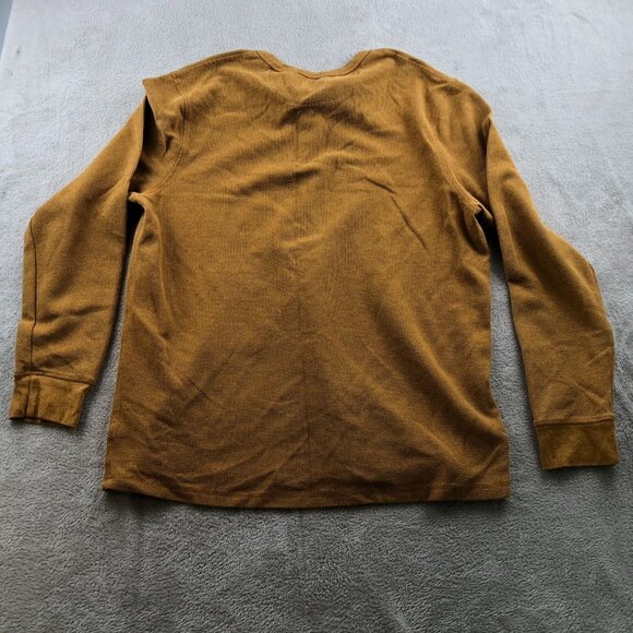 George Mens Henley Shirt Size XL Long Sleeve Waffle Knit Pullover Casual Brown - Picture 9 of 9